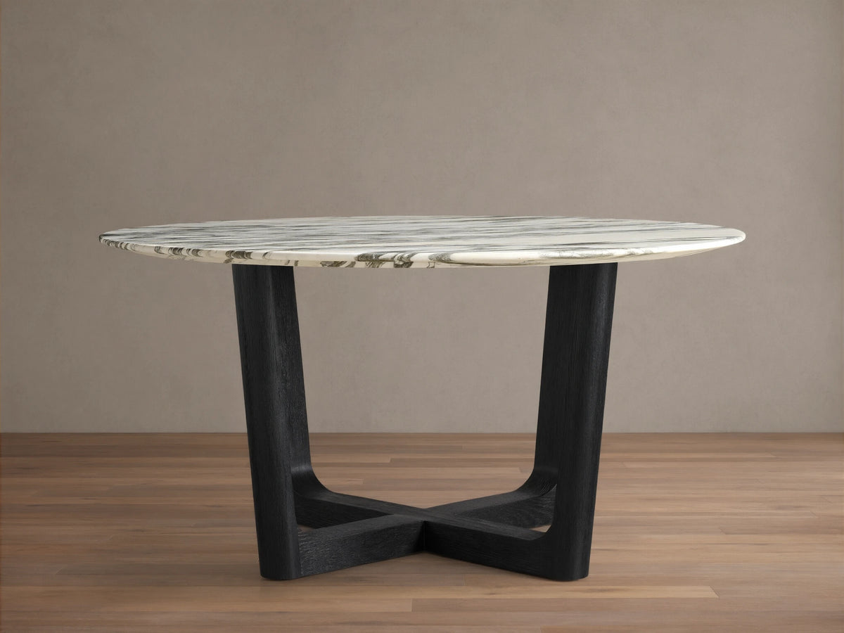 Saint Germain Round Stone Dining Table with Rennes Base