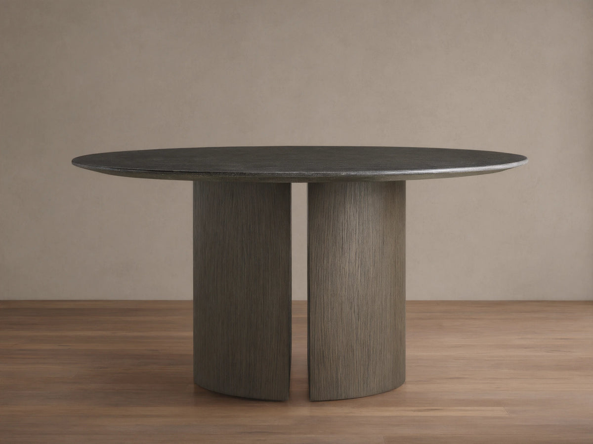 Saint Germain Round Stone Dining Table with Dauphine Base