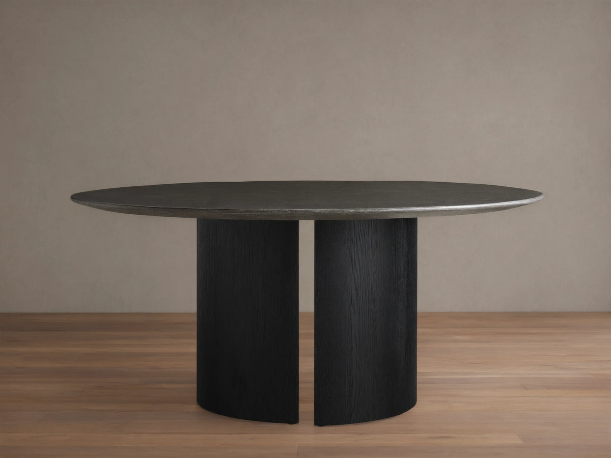Saint Germain Round Stone Dining Table with Dauphine Base