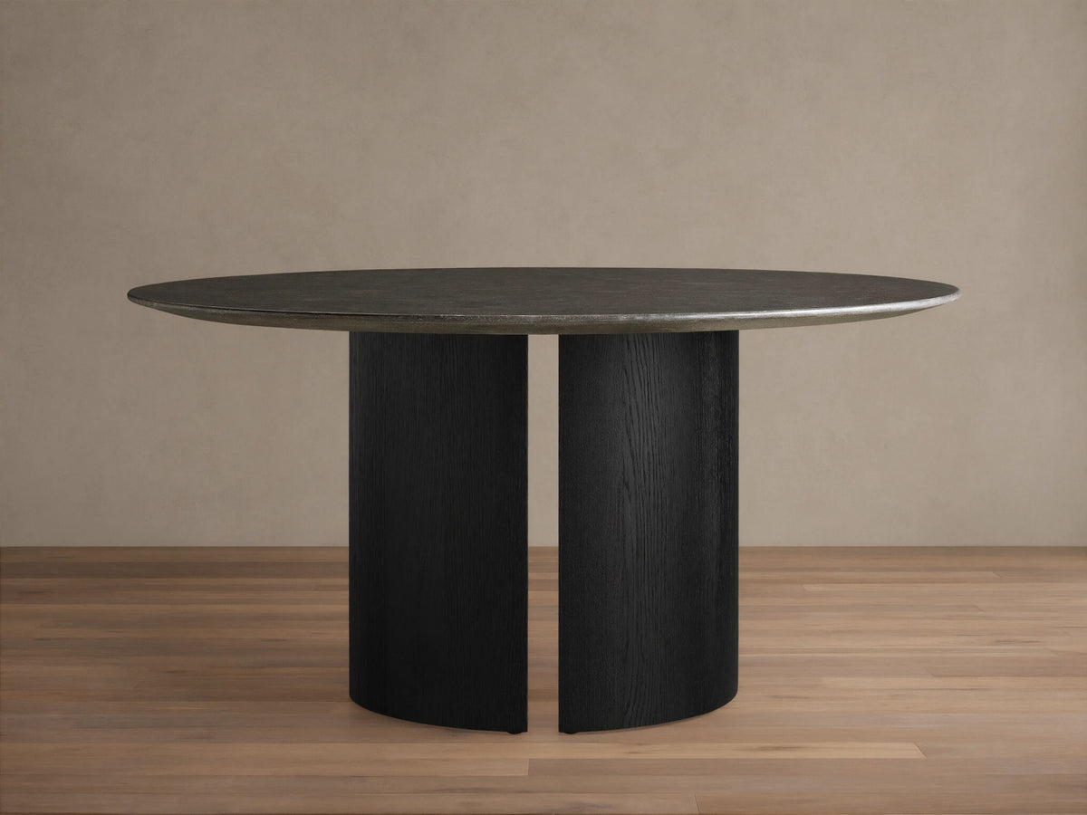 Saint Germain Round Stone Dining Table with Dauphine Base