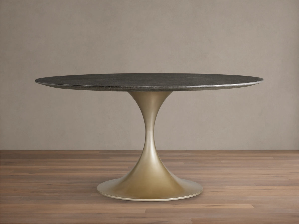 Saint Germain Round Stone Dining Table with Launette Base