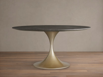 Saint Germain Round Stone Dining Table with Launette Base
