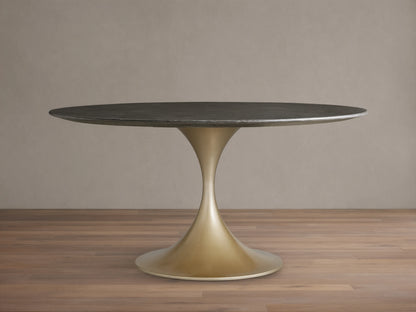 Saint Germain Round Stone Dining Table with Launette Base
