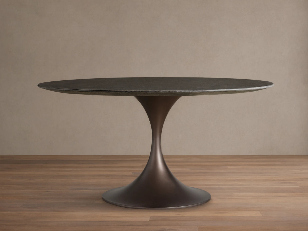 Saint Germain Round Stone Dining Table with Launette Base