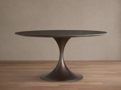 Saint Germain Round Stone Dining Table with Launette Base