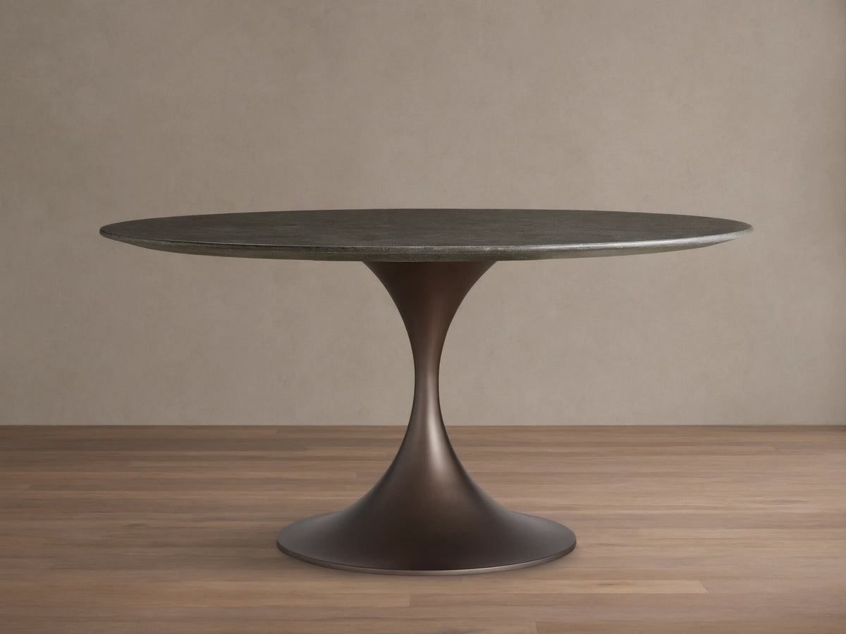 Saint Germain Round Stone Dining Table with Launette Base