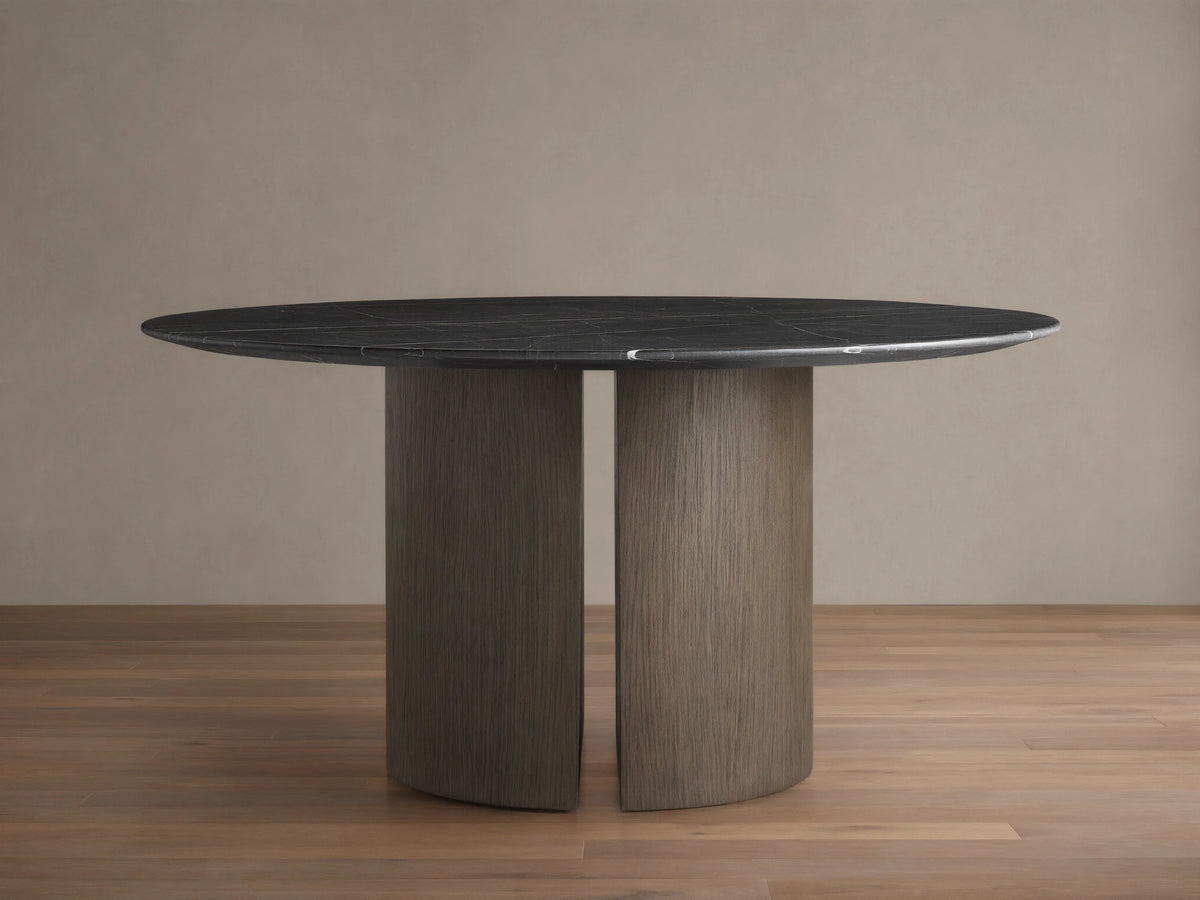 Saint Germain Round Stone Dining Table with Dauphine Base