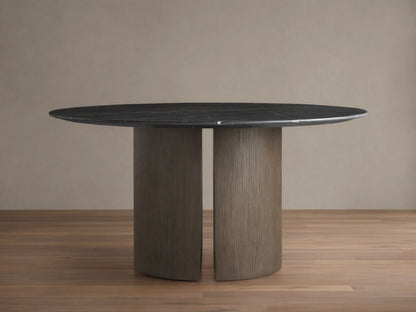Saint Germain Round Stone Dining Table with Dauphine Base