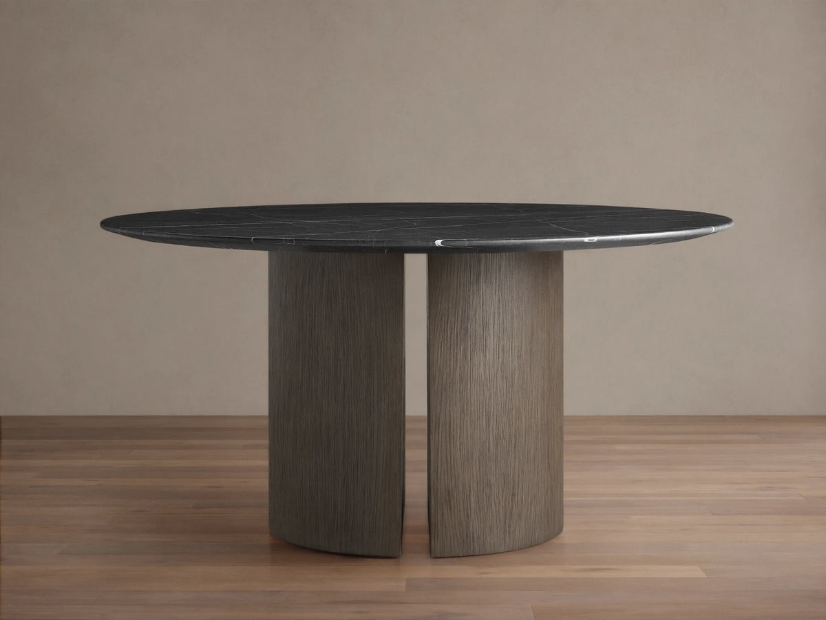 Saint Germain Round Stone Dining Table with Dauphine Base