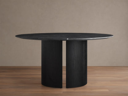 Saint Germain Round Stone Dining Table with Dauphine Base