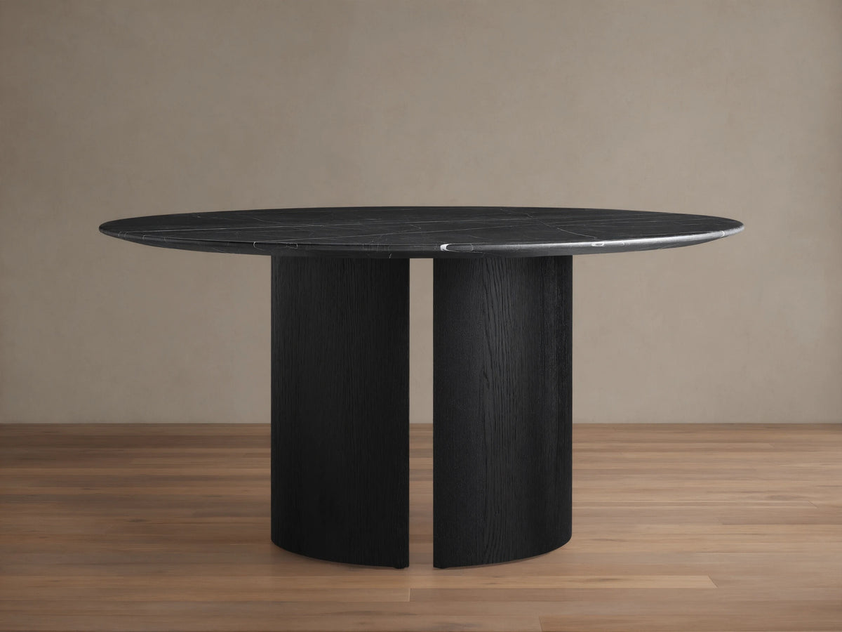 Saint Germain Round Stone Dining Table with Dauphine Base