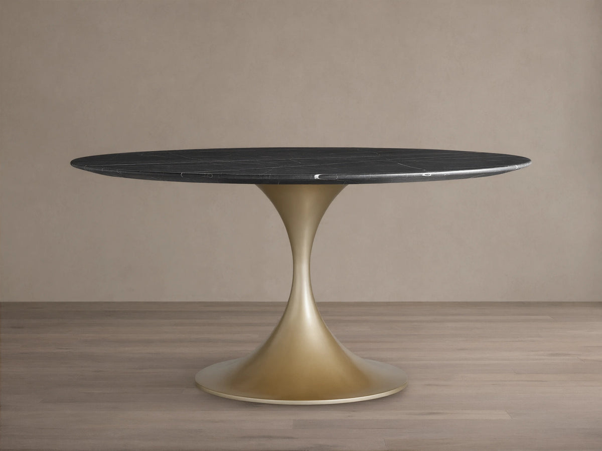 Saint Germain Round Stone Dining Table with Launette Base