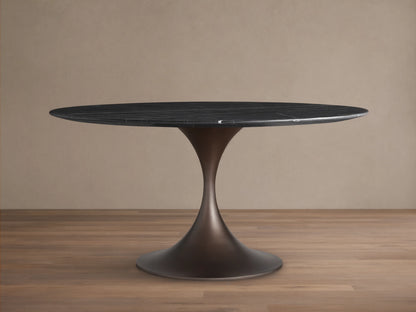 Saint Germain Round Stone Dining Table with Launette Base