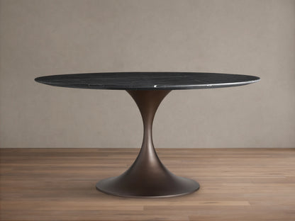 Saint Germain Round Stone Dining Table with Launette Base