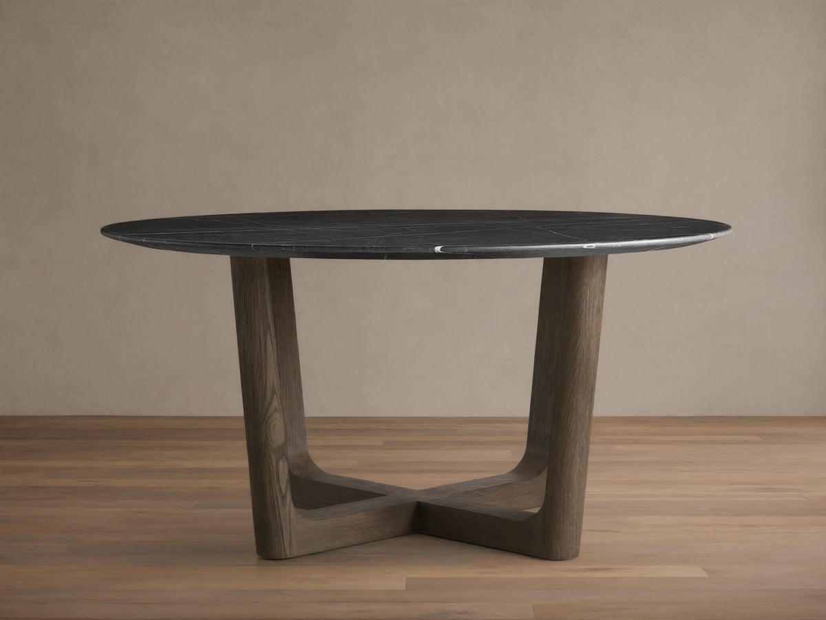 Saint Germain Round Stone Dining Table with Rennes Base