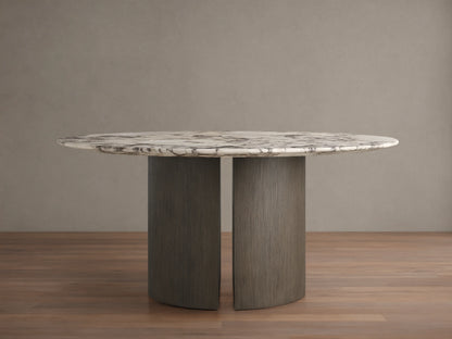 Saint Germain Round Stone Dining Table with Dauphine Base