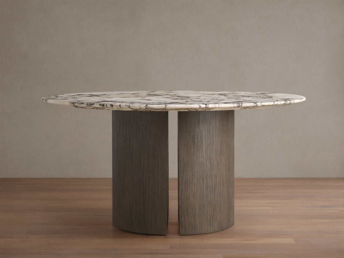 Saint Germain Round Stone Dining Table with Dauphine Base