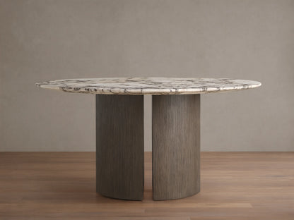 Saint Germain Round Stone Dining Table with Dauphine Base