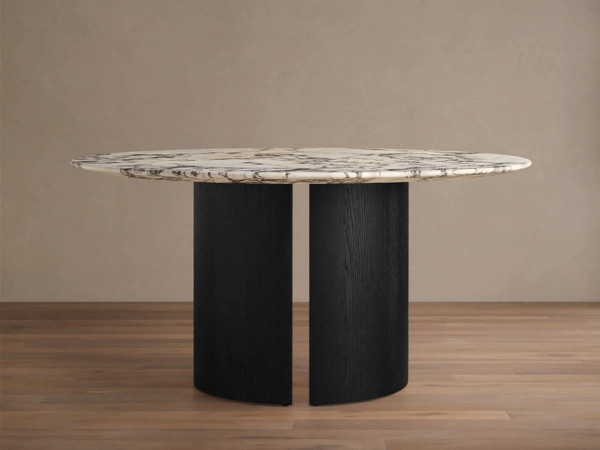 Saint Germain Round Stone Dining Table with Dauphine Base
