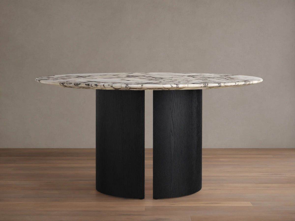 Saint Germain Round Stone Dining Table with Dauphine Base