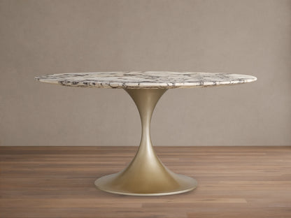 Saint Germain Round Stone Dining Table with Launette Base