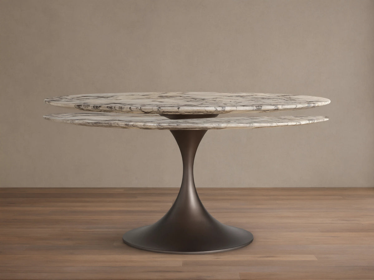 Saint Germain Round Stone Dining Table with Launette Base