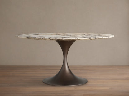 Saint Germain Round Stone Dining Table with Launette Base