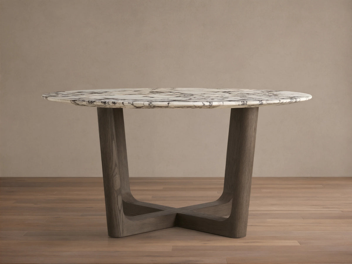 Saint Germain Round Stone Dining Table with Rennes Base