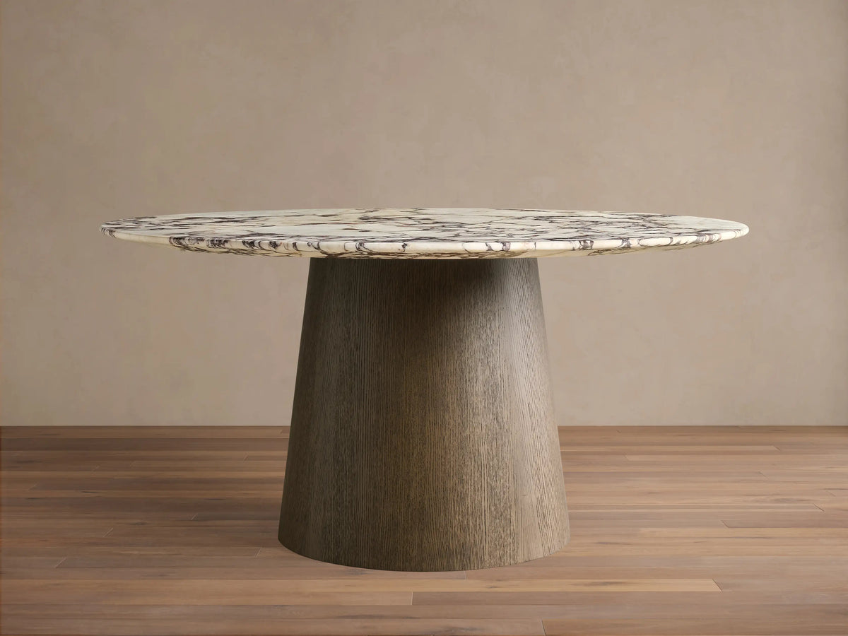 Saint Germain Round Stone Dining Table with Toulouse Base