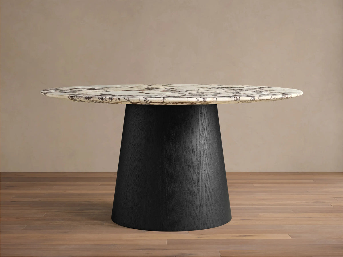 Saint Germain Round Stone Dining Table with Toulouse Base
