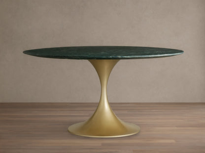Saint Germain Round Stone Dining Table with Launette Base