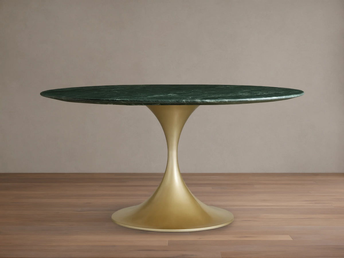 Saint Germain Round Stone Dining Table with Launette Base