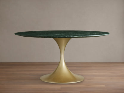 Saint Germain Round Stone Dining Table with Launette Base