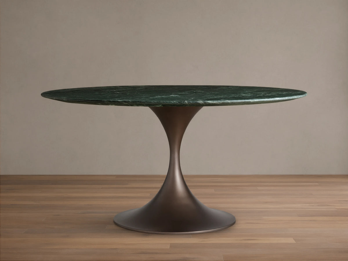 Saint Germain Round Stone Dining Table with Launette Base