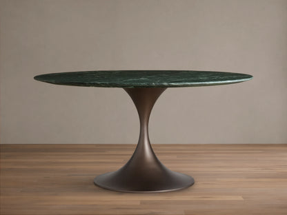 Saint Germain Round Stone Dining Table with Launette Base