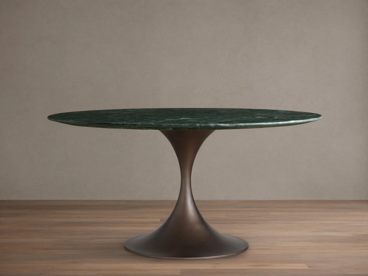 Saint Germain Round Stone Dining Table with Launette Base