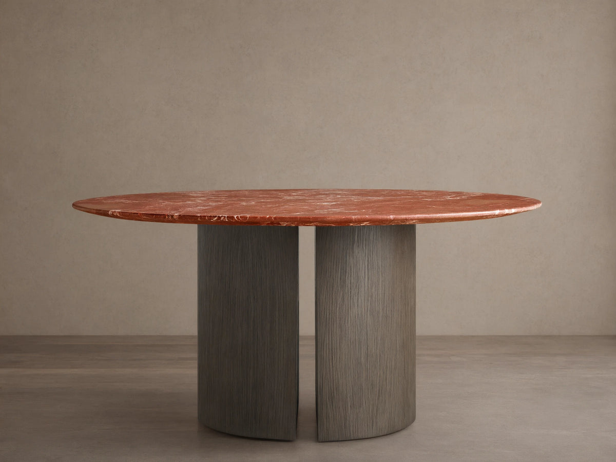 Saint Germain Round Stone Dining Table with Dauphine Base