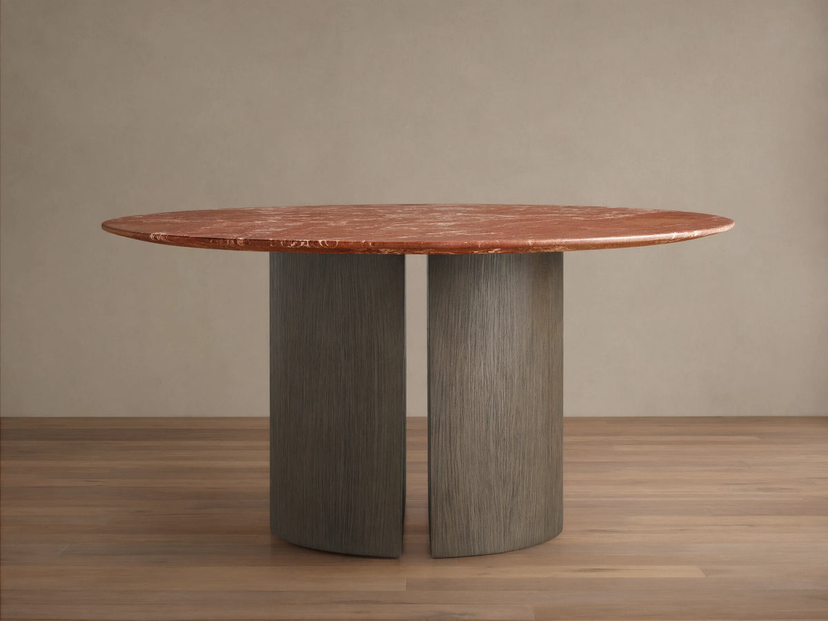 Saint Germain Round Stone Dining Table with Dauphine Base