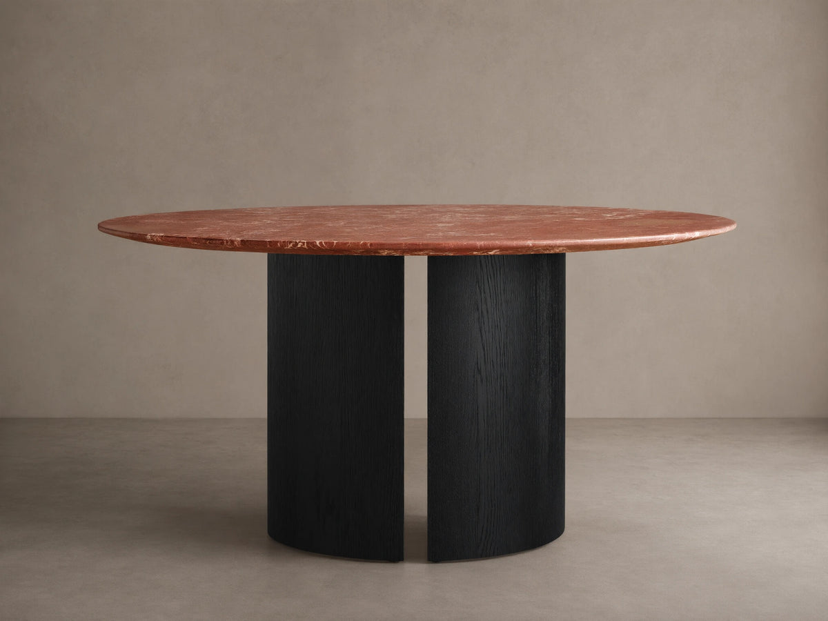 Saint Germain Round Stone Dining Table with Dauphine Base