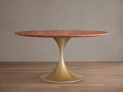 Saint Germain Round Stone Dining Table with Launette Base