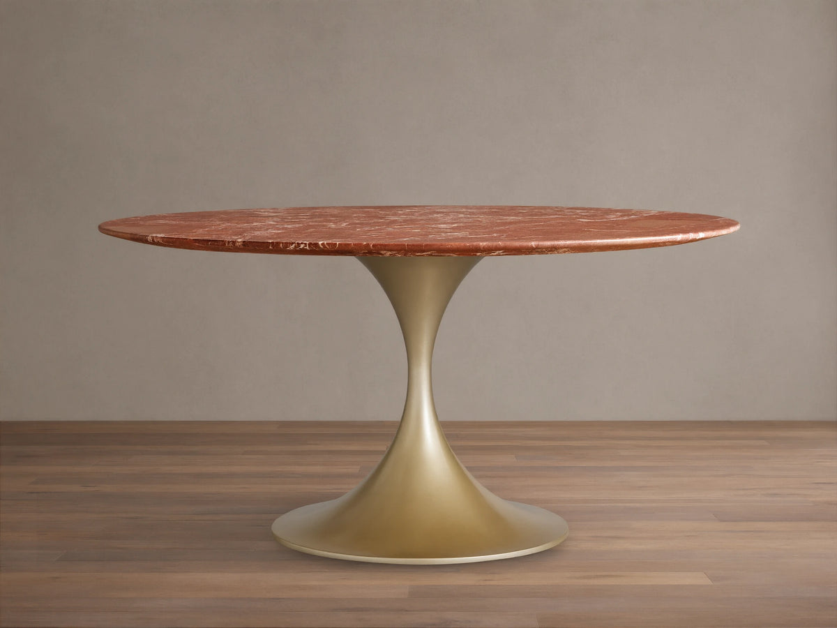 Saint Germain Round Stone Dining Table with Launette Base