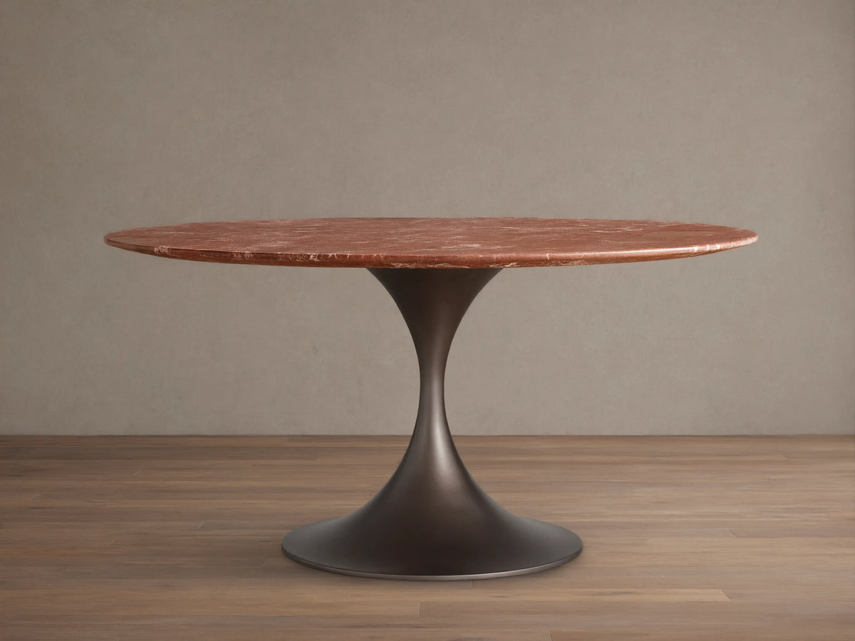 Saint Germain Round Stone Dining Table with Launette Base