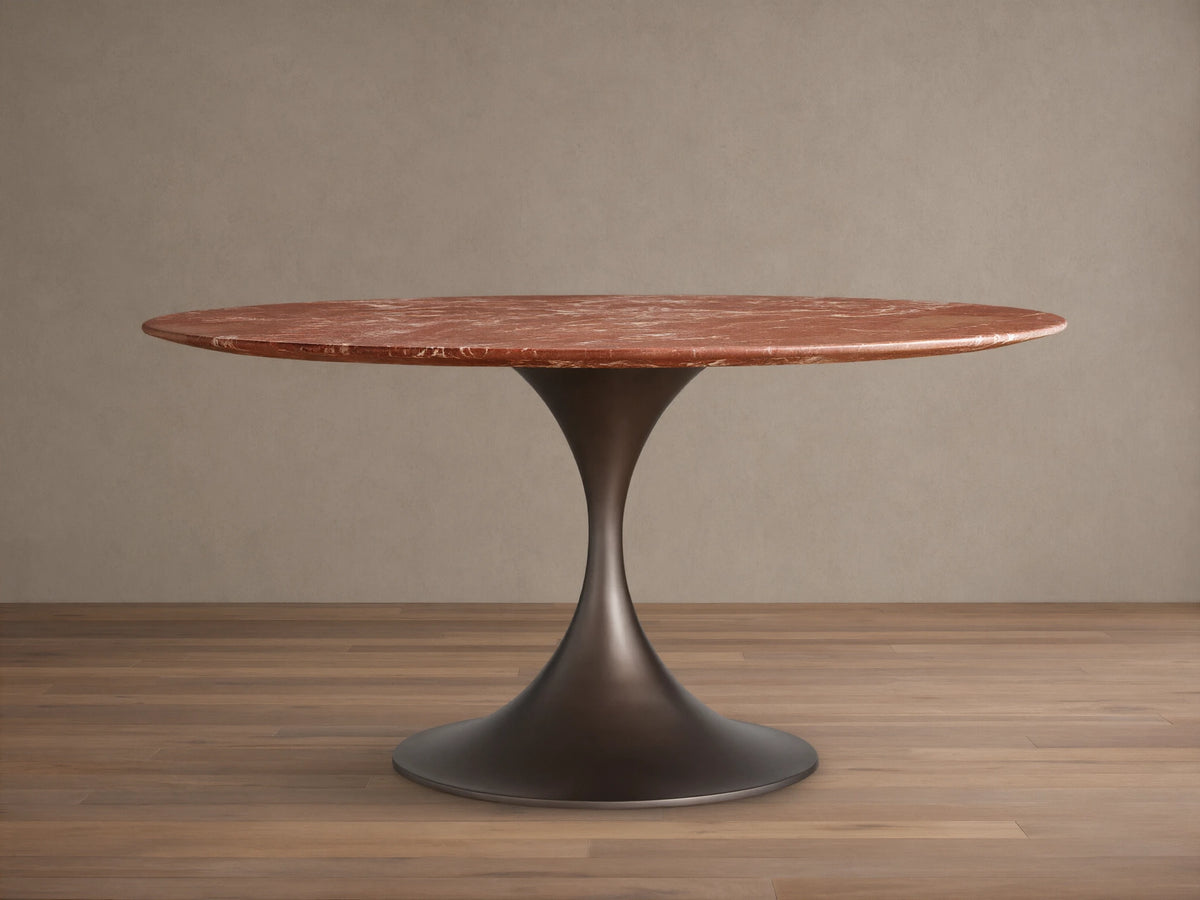 Saint Germain Round Stone Dining Table with Launette Base
