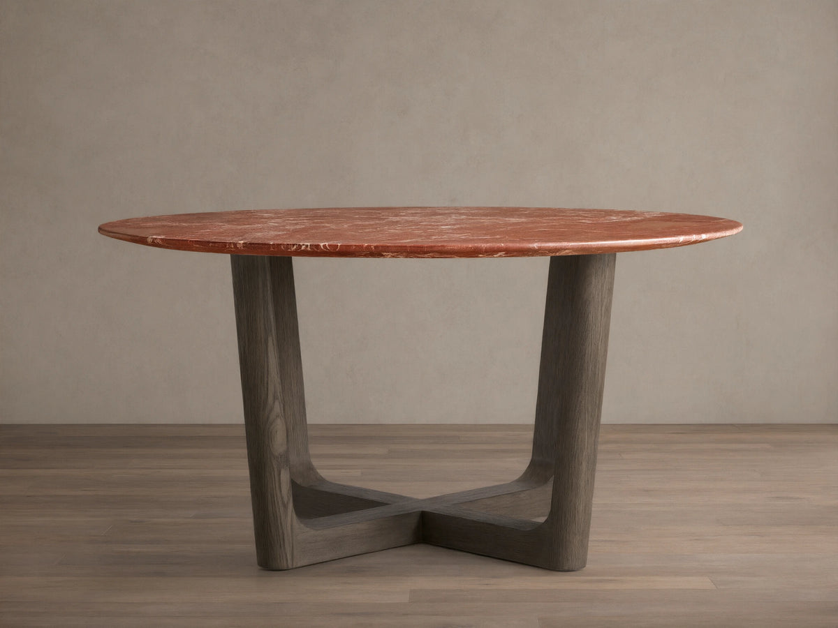 Saint Germain Round Stone Dining Table with Rennes Base
