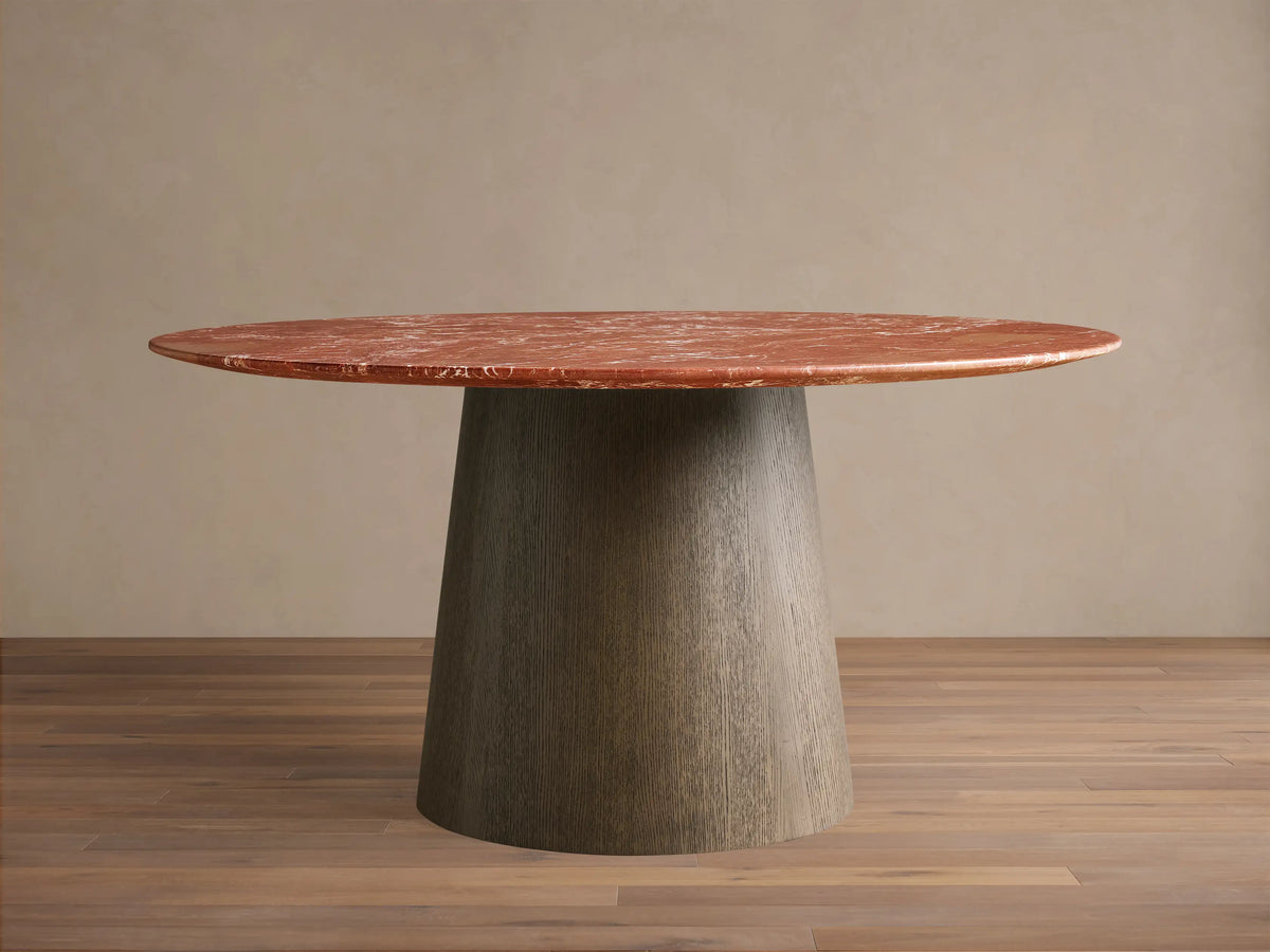 Saint Germain Round Stone Dining Table with Toulouse Base