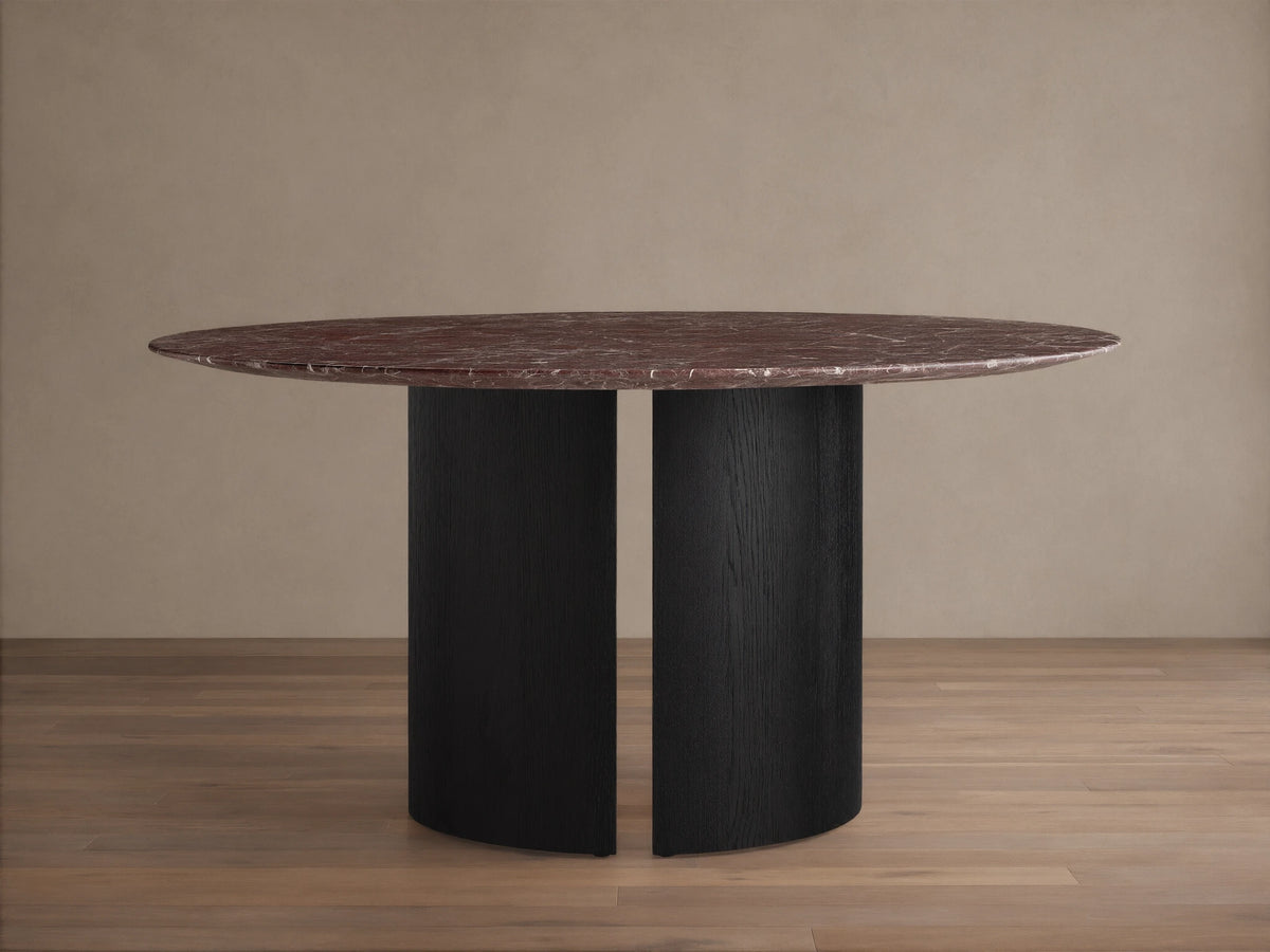 Saint Germain Round Stone Dining Table with Dauphine Base