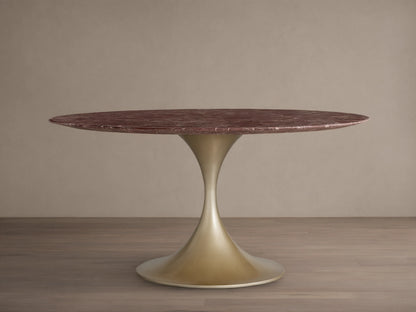 Saint Germain Round Stone Dining Table with Launette Base
