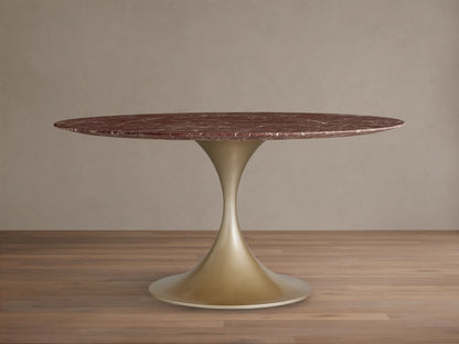 Saint Germain Round Stone Dining Table with Launette Base