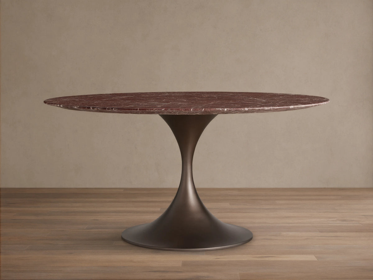 Saint Germain Round Stone Dining Table with Launette Base