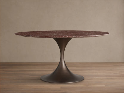 Saint Germain Round Stone Dining Table with Launette Base
